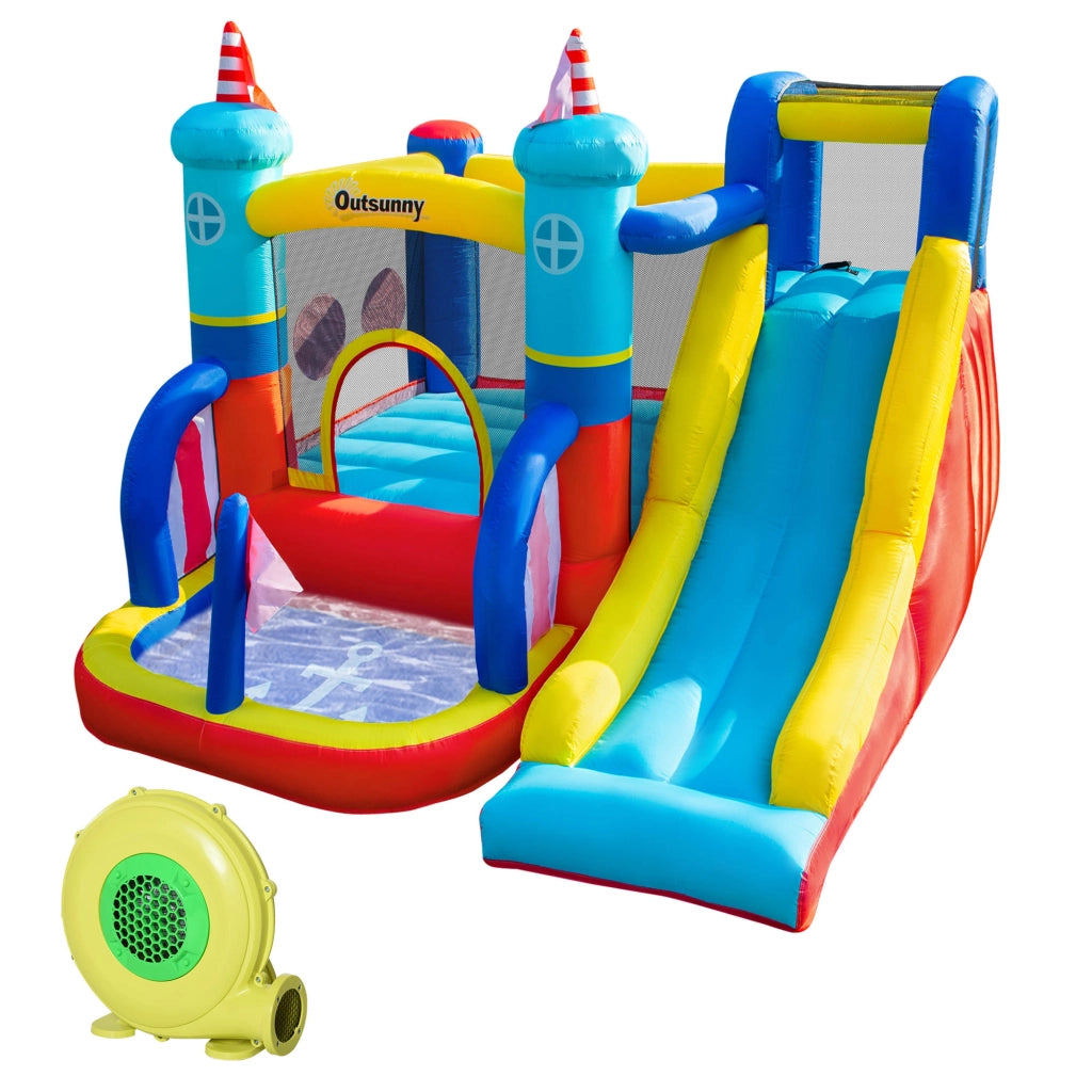 Castello Gonfiabile 4 in 1 per Bambini 3-8 Anni ¨C zephmum ¨C 265x260x200cm