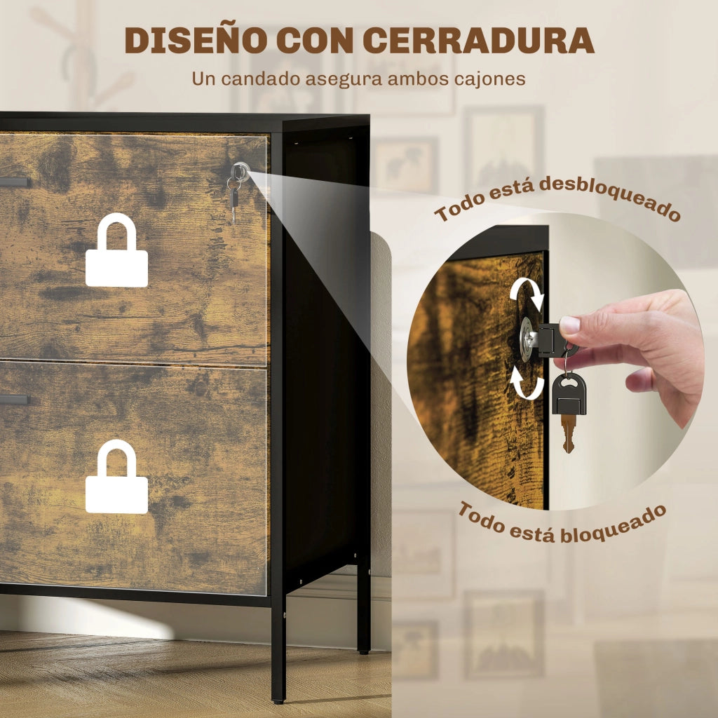 Scrivania con cassetti e archivio ¨C zephmum ¨C 80x39x73,5 cm Marrone