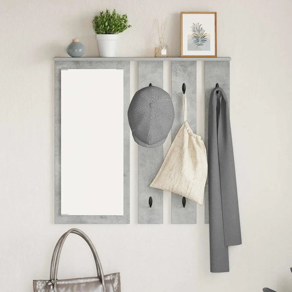 Appendiabiti a muro con specchio Grigio cemento 84 x 10 x 80 cm CFW2594461