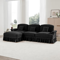 Divano modulare 3 posti - Xylo - Forma L, chenille, mid-century, nero