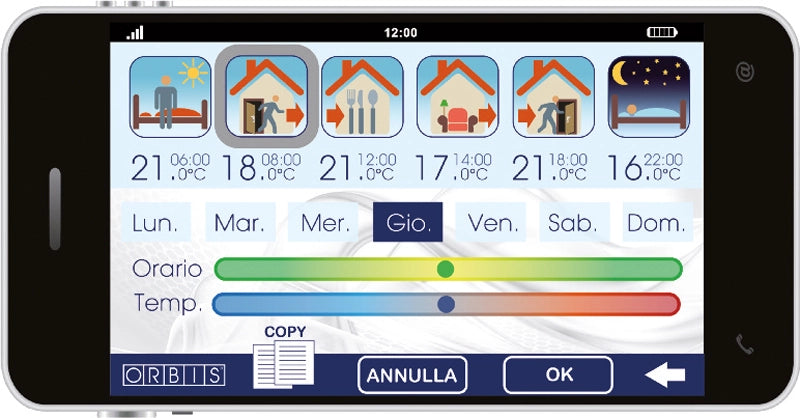 CRONOTERMOSTATO DIGITALE SETTIMANALE BIKO APP ANTRACITE ORBIS