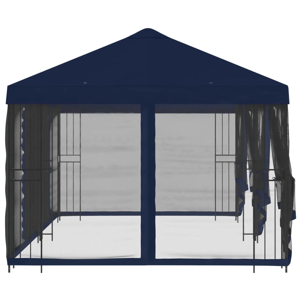 Gazebo con pareti laterali 6 x 3 m Blu Poliestere e Acciaio 190