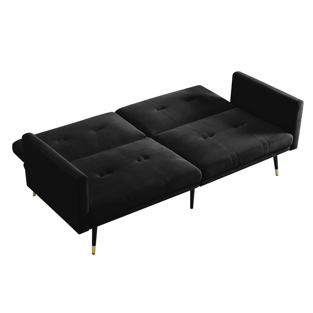 Divano Letto Pieghevole 2 in 1 ¨C MINIMAL ¨C Nero, Schienale Regolabile