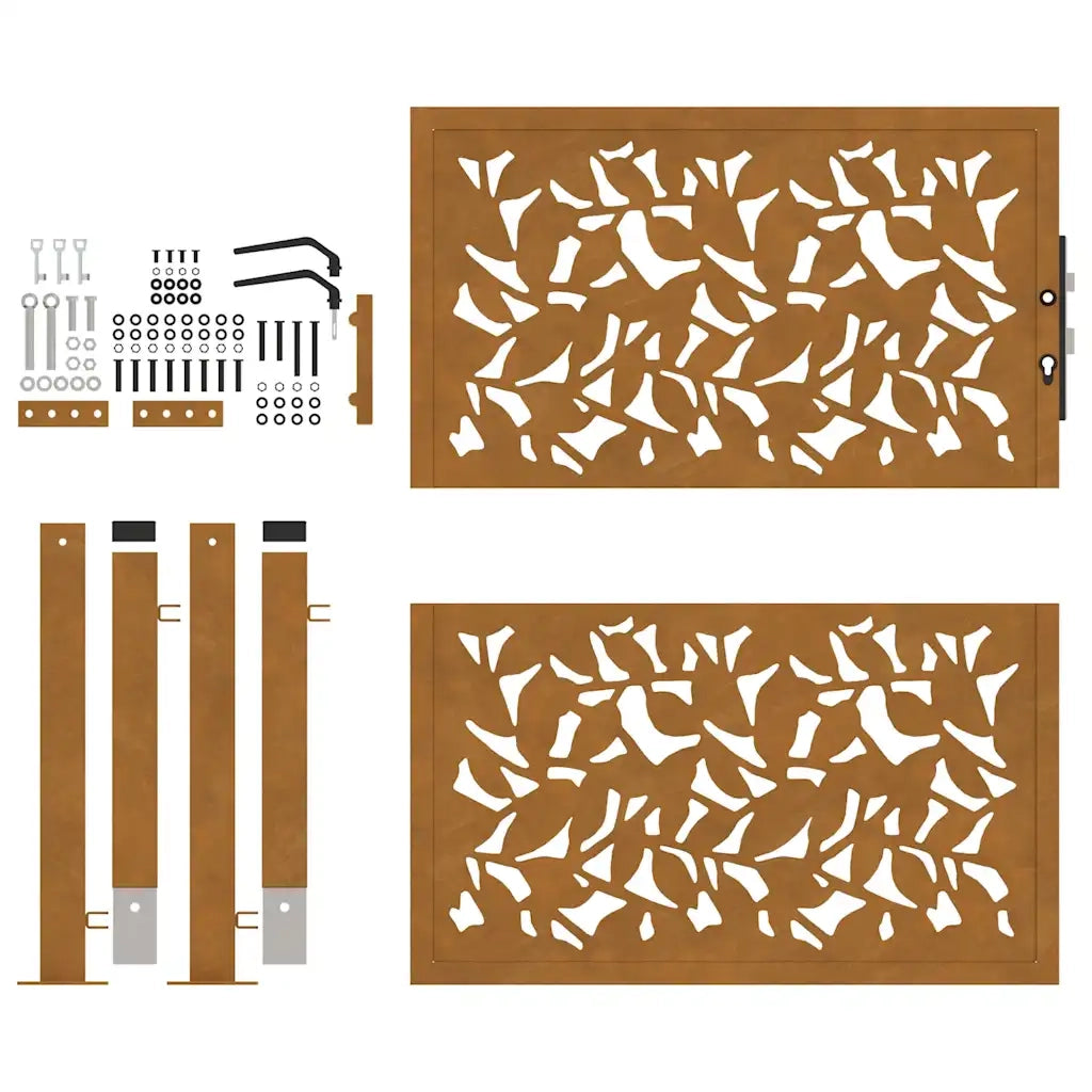 vidaXL Cancello da Giardino 105x105 cm Acciaio Corten Design a Foglia