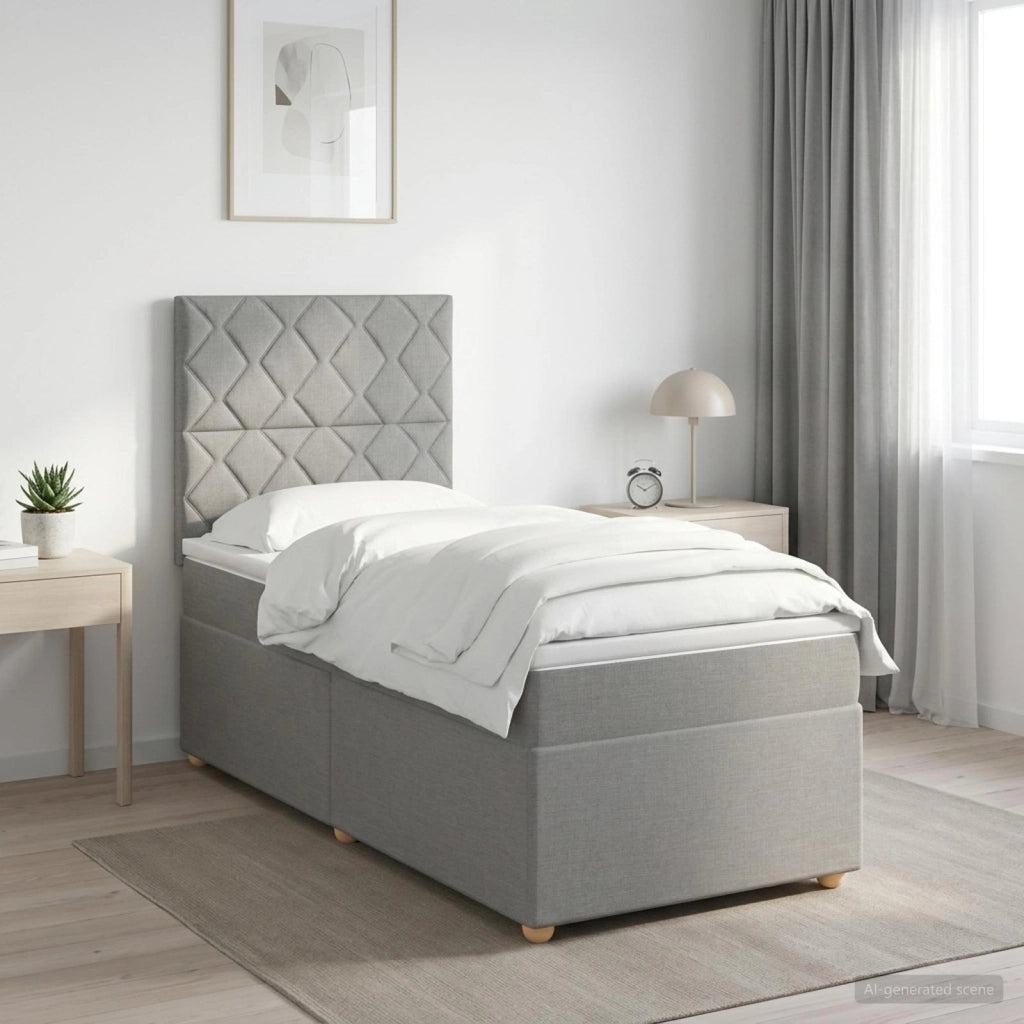 Letto Box Spring LED con Materasso Grigio Chiaro 90 x 190 cm 3455445