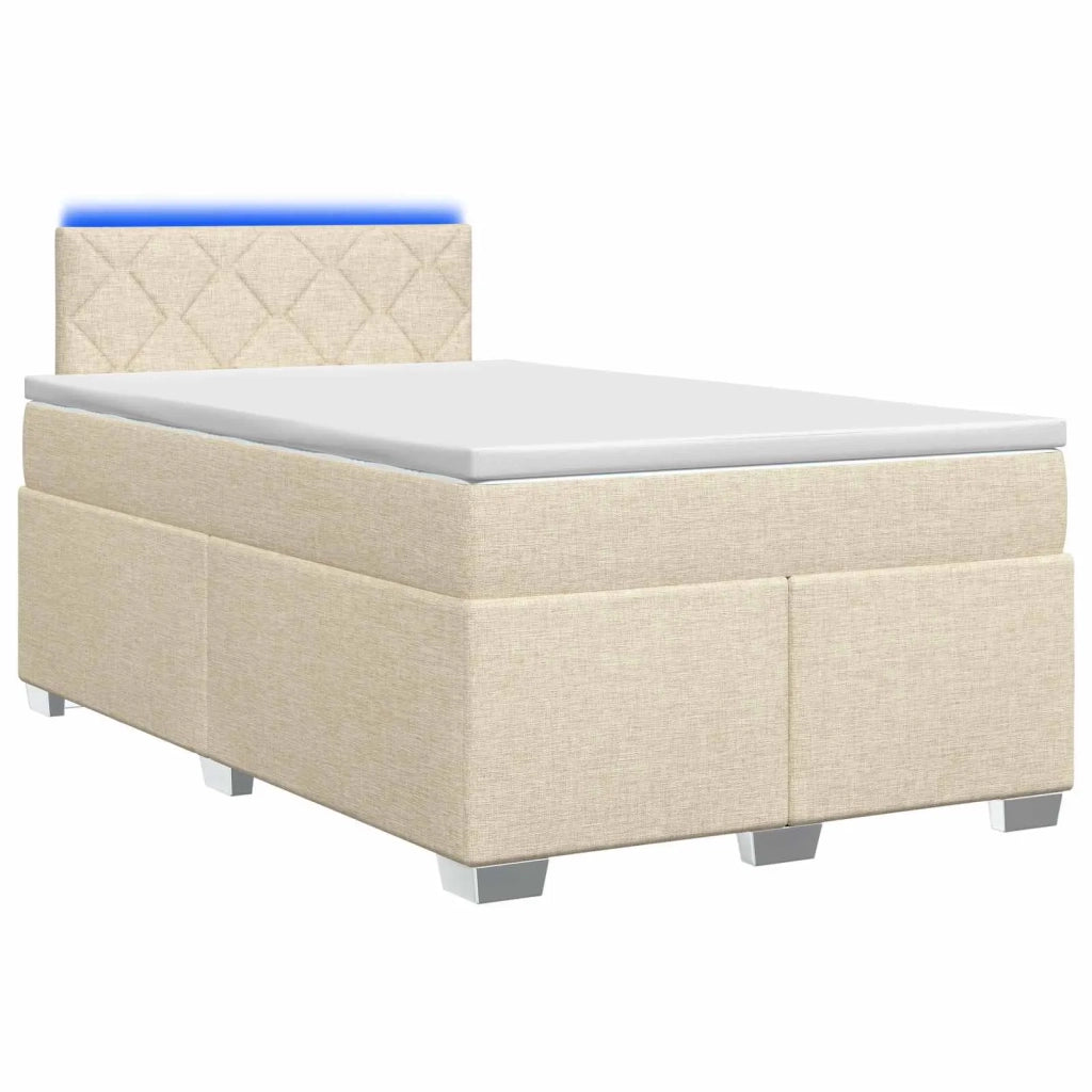 Letto con Box Spring, Materasso e LED Crema 120 x 190 cm 3451908