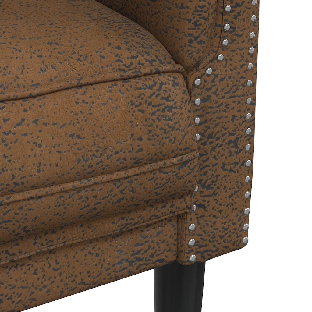 Poltrona-Divano Sedia-Poltroncina Marrone in Similpelle Scamosciata 462850