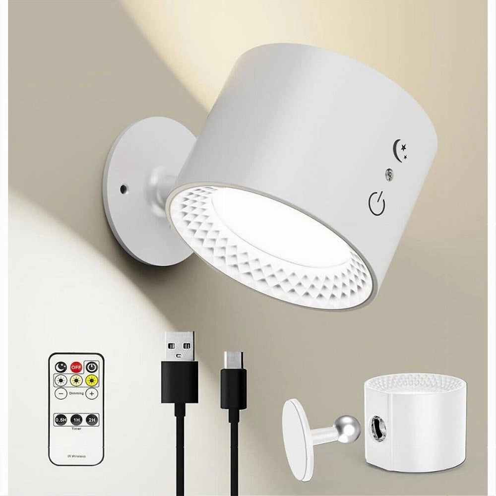 Trade Shop - Lampada Parete Led Luce Fronte Retro Ricarica Usb 3 Colori Luce Orientabile Bd01-3c -