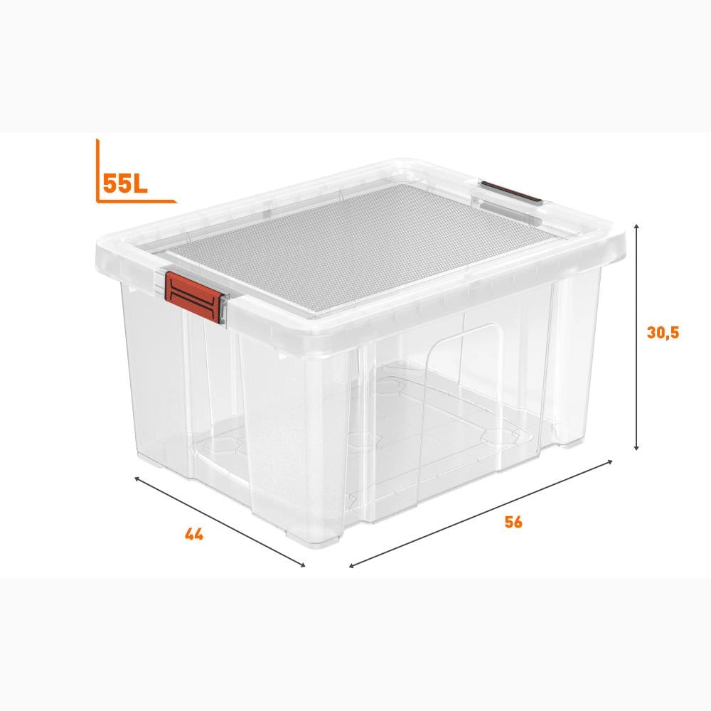 Contenitore Box Multiuso Porta attrezzi Portaoggetti Bricolage Trasparente 55 Litri