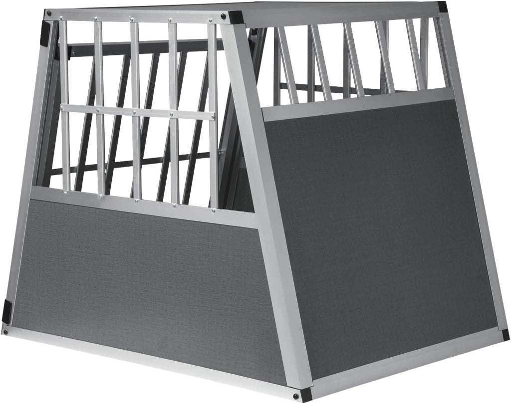 Trasportino per Cani Auto in Alluminio, Box Trasporto Singolo 65x85x71cm Trasportino da Auto per Cane Media/Piccola, Leggero e Stabile Kennel Cane per Auto Viaggi Casa