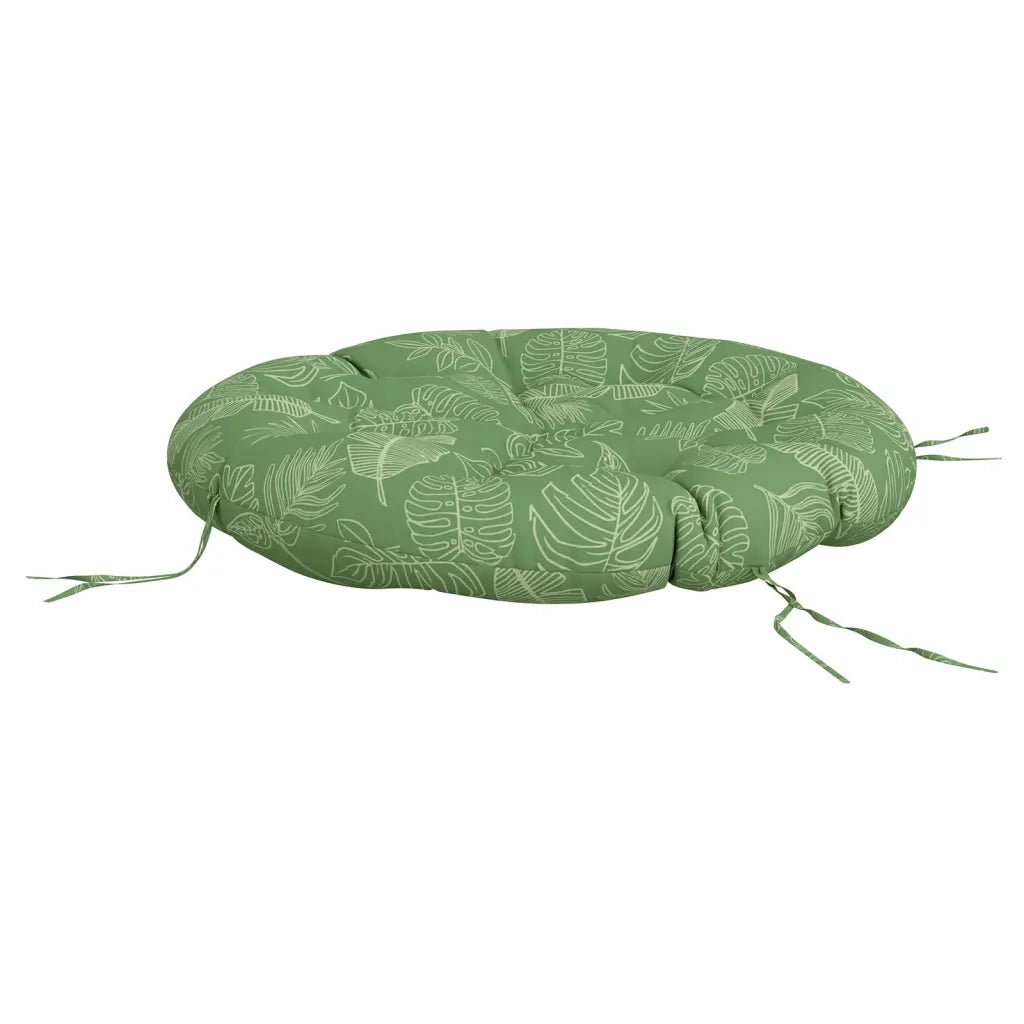 Cuscino Rotondo Motivo a Foglie Ø 100x11 cm in Tessuto Oxford 361981