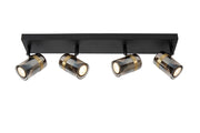 Faretto soffitto 4xGU10 nero oro vetro fumé Lucide UPTON