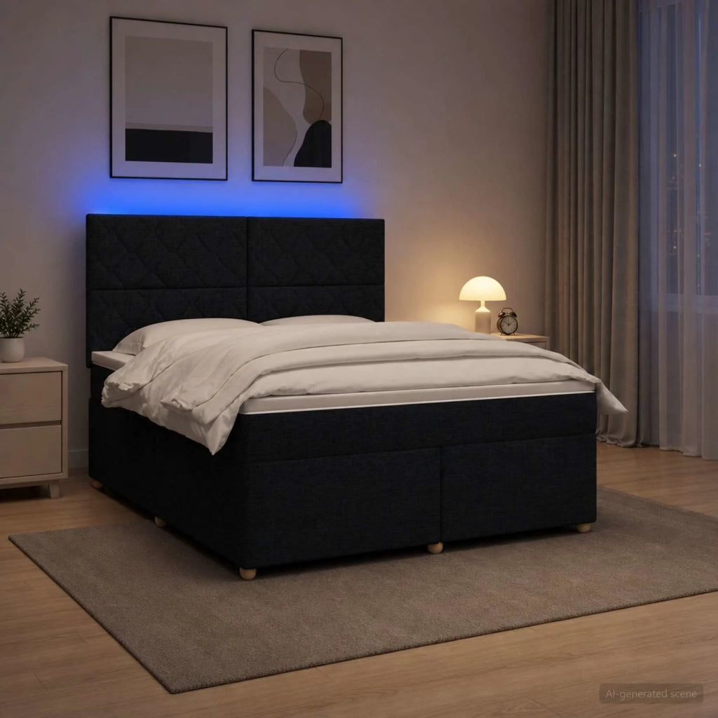 Letto box spring con materasso Nero 140 x 200 cm Tessuto 3455373