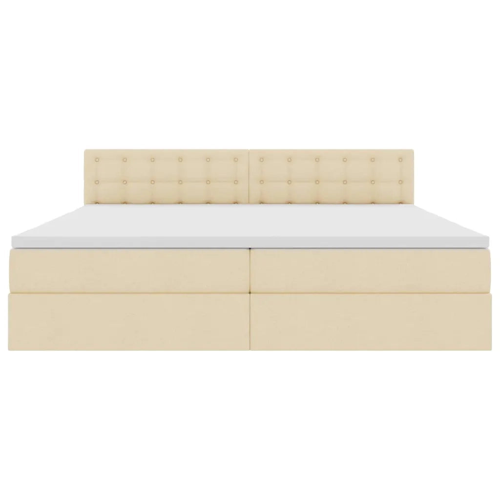 Letto con contenitore e materasso Crema 200 x 200 cm