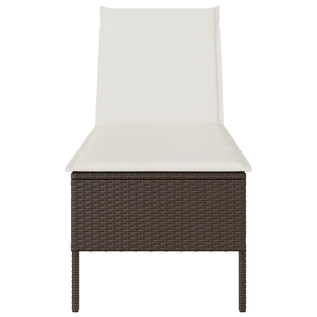 Lettino Prendisole con Cuscino Marrone 55x200x44 cm Polyrattan 4104101