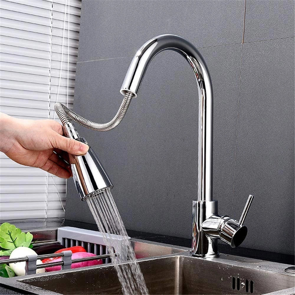 Trade Shop - Miscelatore  52923 Acciaio Con Doccetta Allungabile Lavandino Rubinetteria -