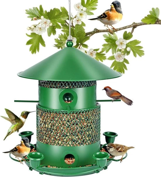 Dispensatore di cibo per uccelli selvatici - Ø ca. 26 cm - Casa per uccelli da appendere - Regolabile in altezza - Per giardino e balcone