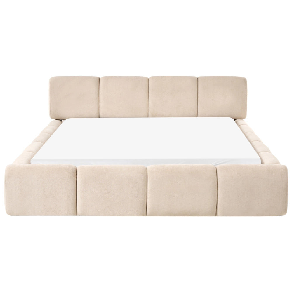 Letto minimalista in tessuto con testiera imbottita tortora 160 x 200 cm stile scandinavo