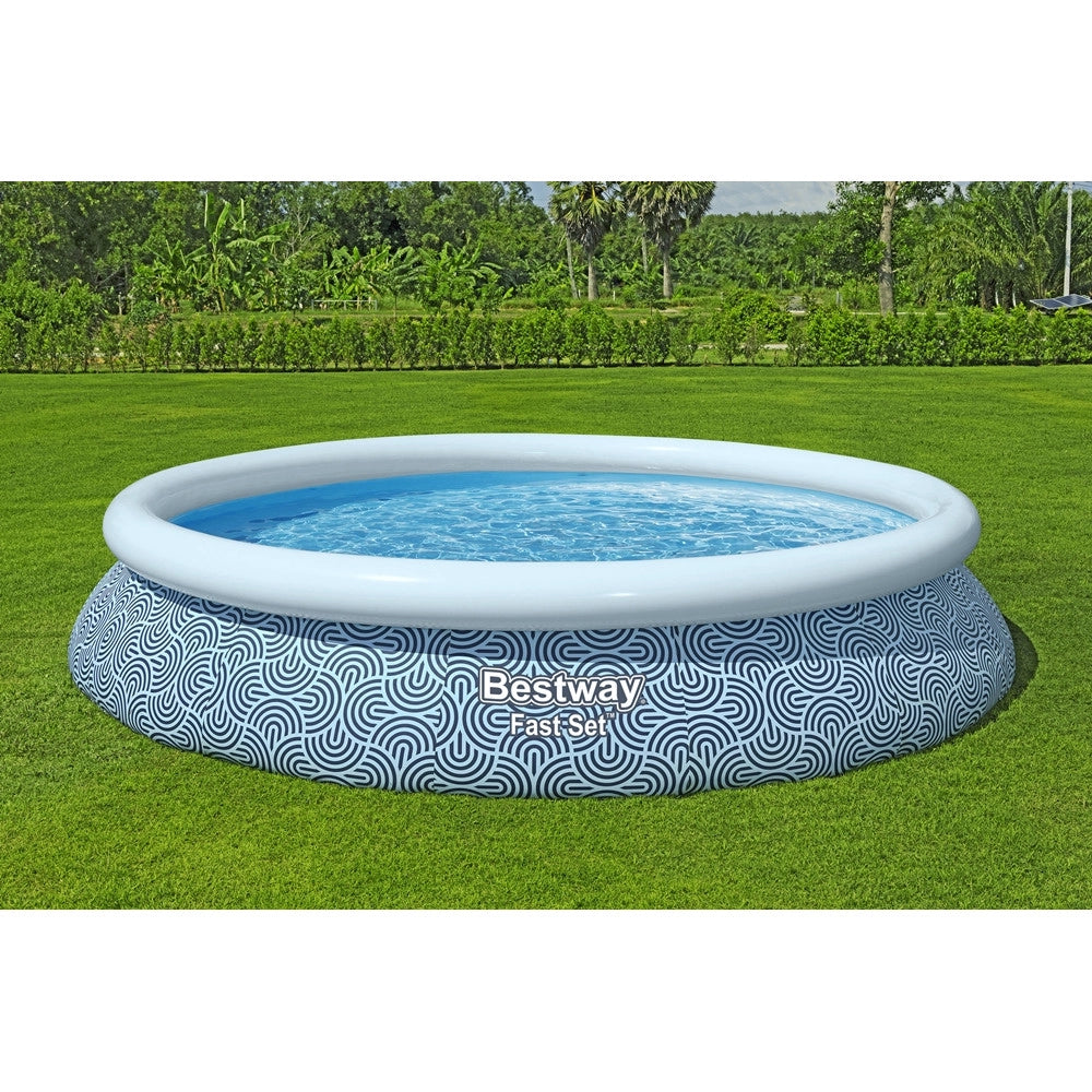 Trade Shop - Piscina Fuori Terra Fast Set Con Pompa Filtro ø457x84cm Design Geometrico Rotonda 57313 -