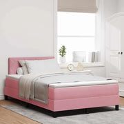 Letto a molle con materasso Rosa 120 x 200 cm Velluto 3339235