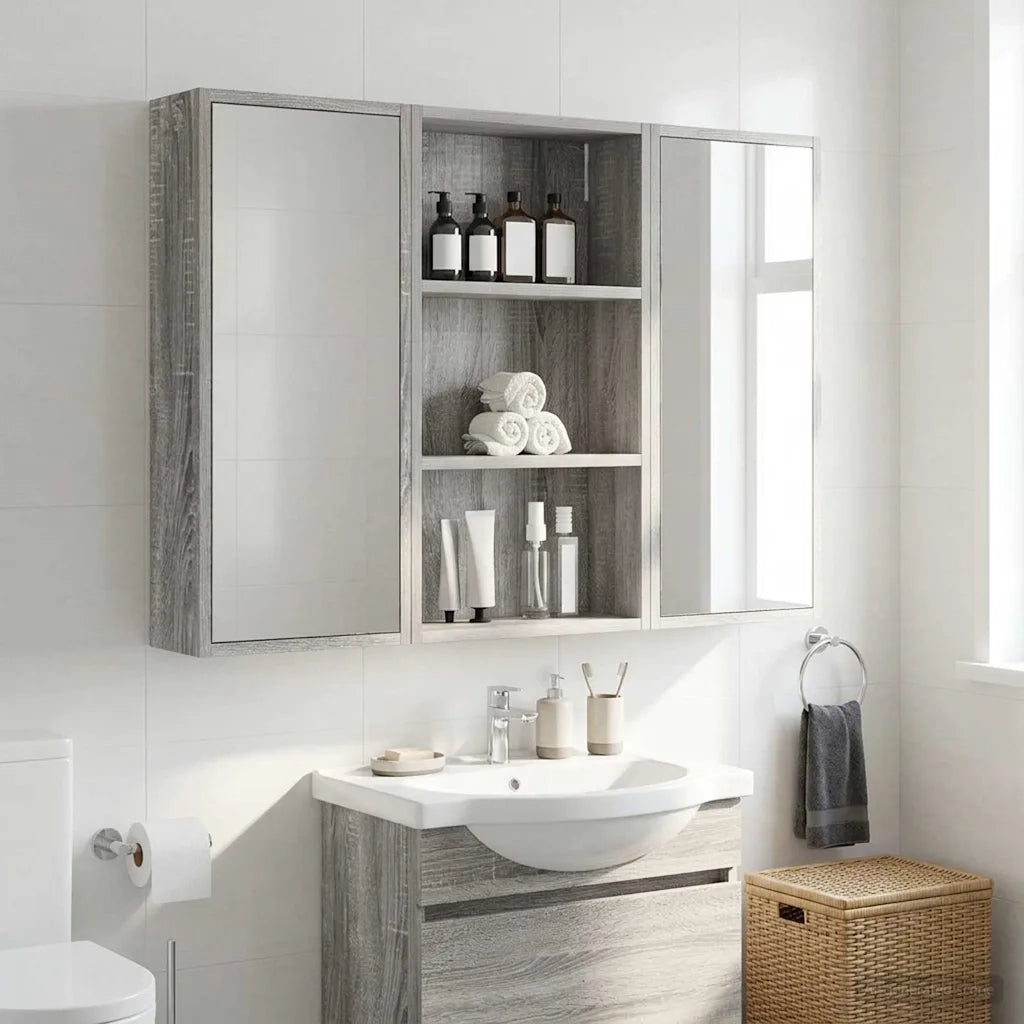 Armadio da bagno a muro Sonoma grigia 40 x 14 x 70 cm