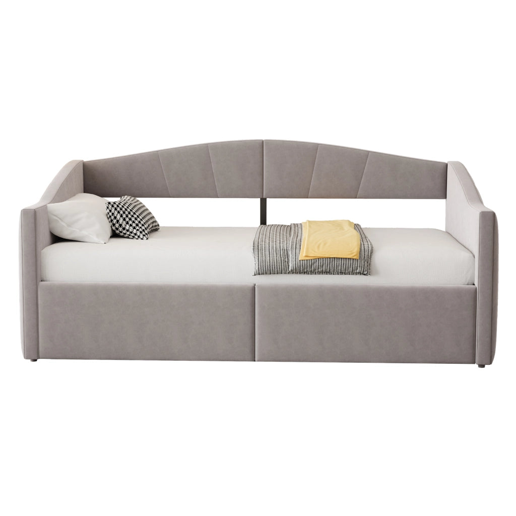Sofabett con sistema idraulico in velluto grigio chiaro 90x200 cm