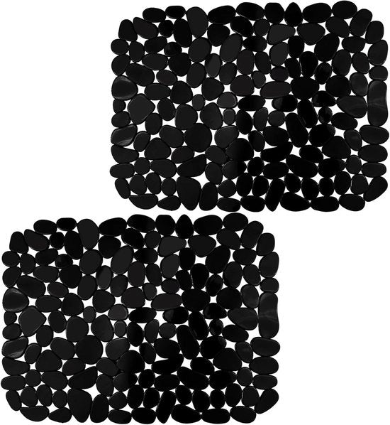 2 pezzi di protezione per vasca in PVC - Taglia e incolla, mattonella antiscivolo per cucina e bagno (nera) - Impermeabile, duraturo e facile da pulire