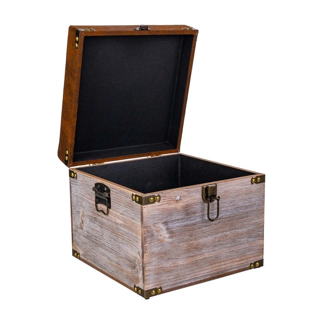 Sgabello con cassetti in legno e similpelle marrone 30x30x28h