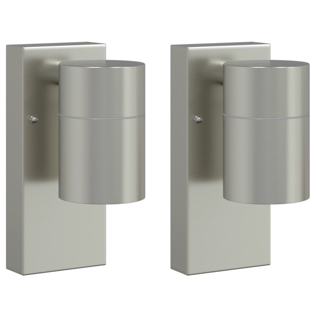 Lampade da parete esterne 2 pz Acciaio inox Argento IP44
