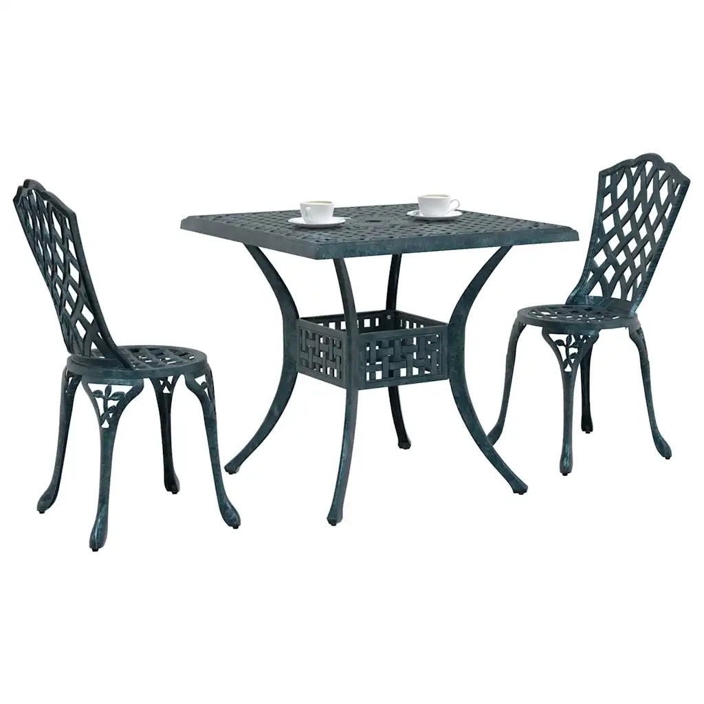 Set di Tavolo da Giardino 3 pcs Verde Alluminio pressofuso