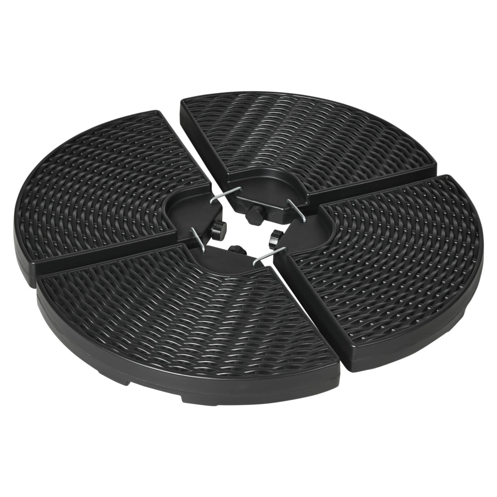EasyComfort Base per Ombrellone a Braccio da 4 Pezzi in HDPE Riempibili con Acqua e Sabbia, Ø100x8 cm, Nero
