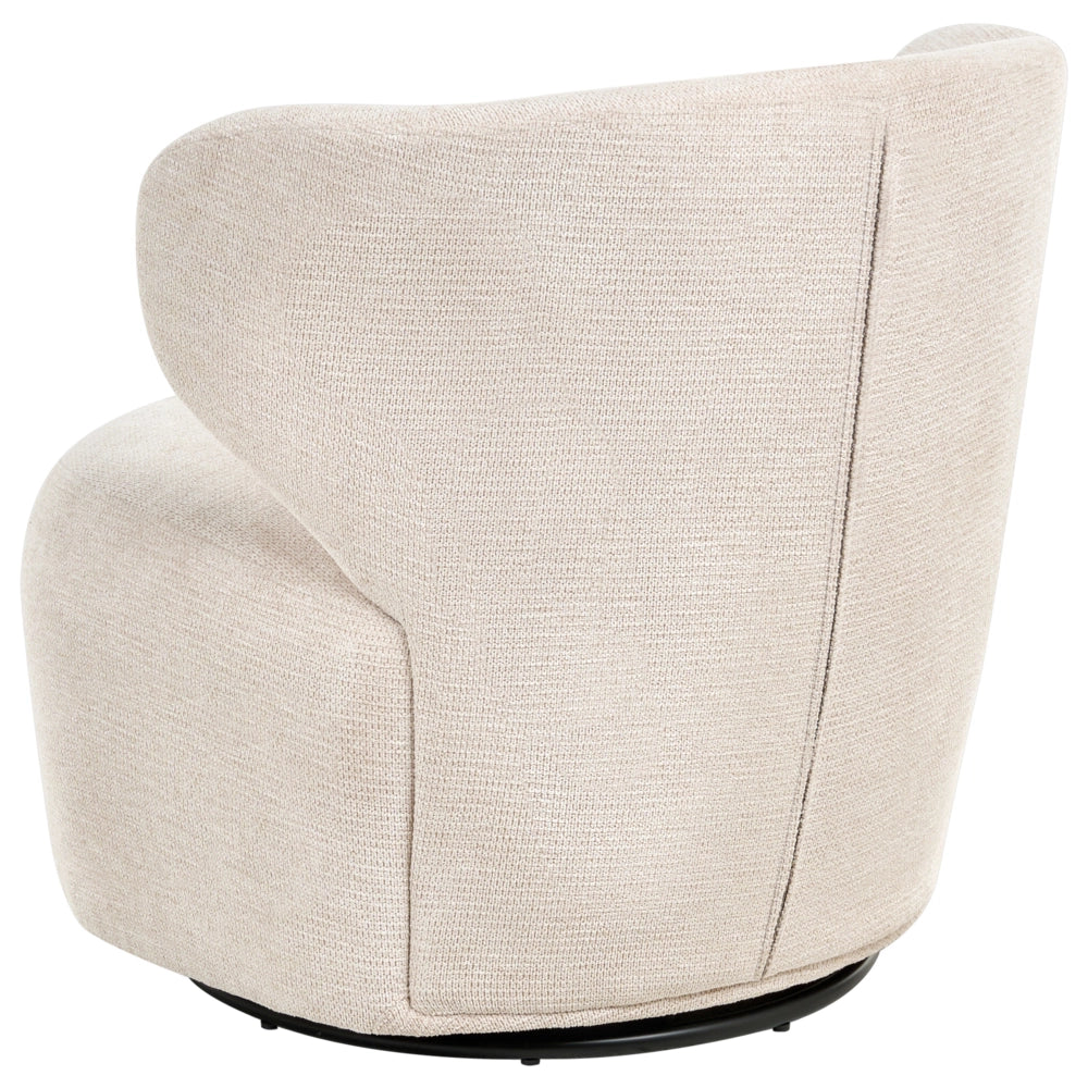 Poltrona d'accento Beige Poliestere Rivestita Girevole Moderna Grande Seduta Quadrata Schienale Curvo