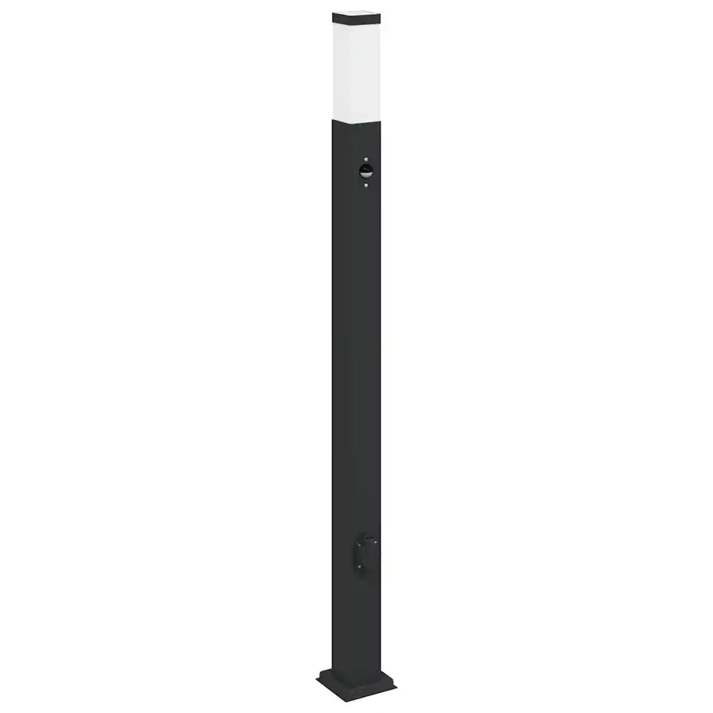 Lampioni a paletto con sensore e presa 3 pz 110 cm neri IP44 4006094