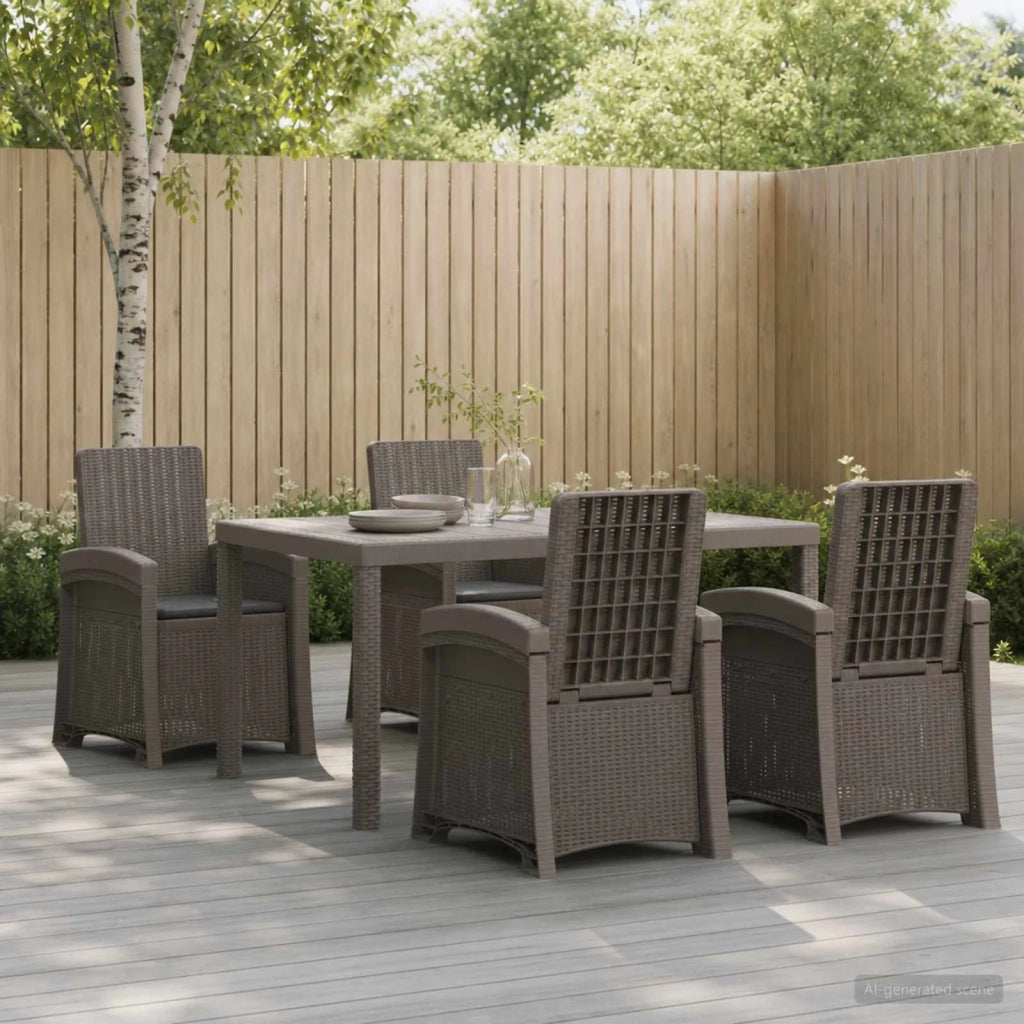 Set da Pranzo per Giardino 5 pz Grigio chiaro e Antracite PP 3430132