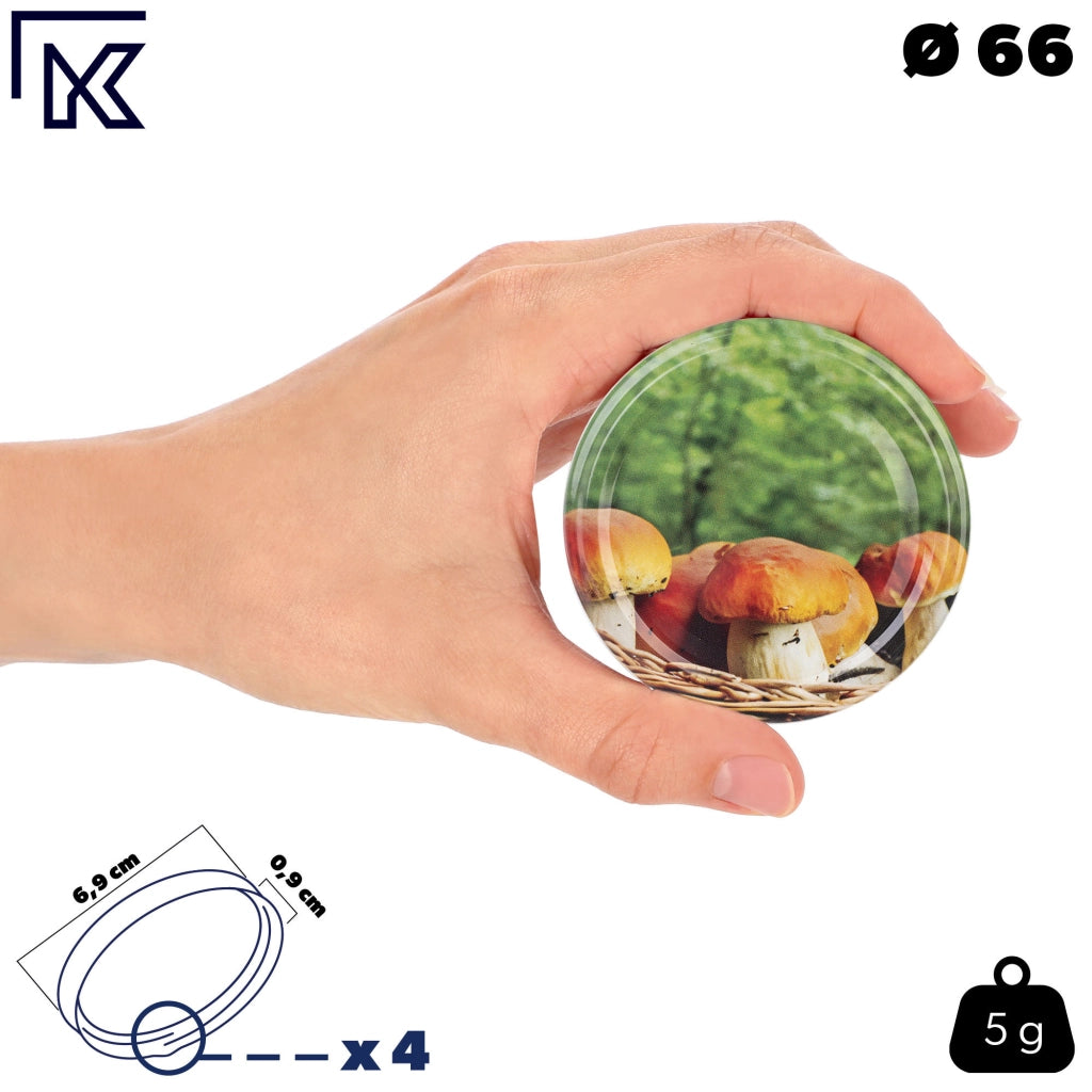 Barattoli per conserve KADAX Lerma 200 ml 10 pezzi 66 mm + coperchi "Funghi in un cestino"