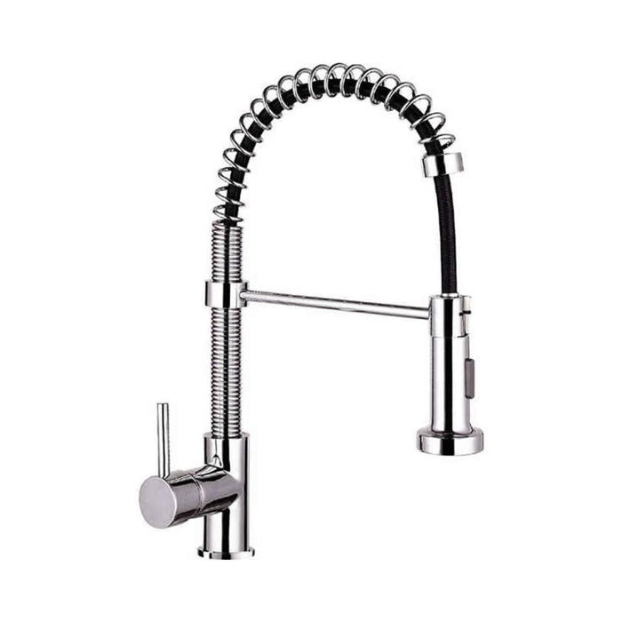 Rubinetto Cucina Miscelatore Monocomando Doccetta Estraibile a Molle in Ottone Anaconda Cromato