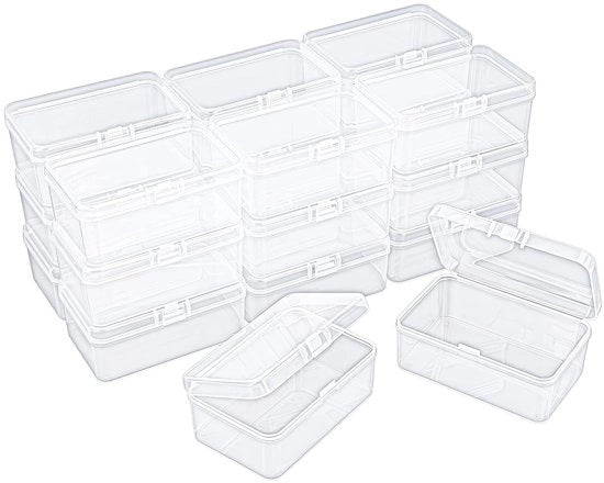 Scatola di archiviazione in plastica - 20 pezzi - 85 x 55 x 35 mm - con coperchio scorrevole - per piccoli oggetti - durata e sicurezza