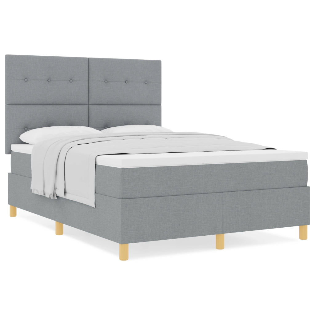 Letto con Box Spring e Materasso Grigio Chiaro 140x190 cm Tessuto