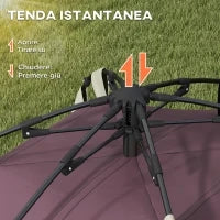Tenda da Campeggio 2 Posti con 2 Finestre e Gancio, in Poliestere e Fibra di Vetro, 225x190x130 cm, Cachi