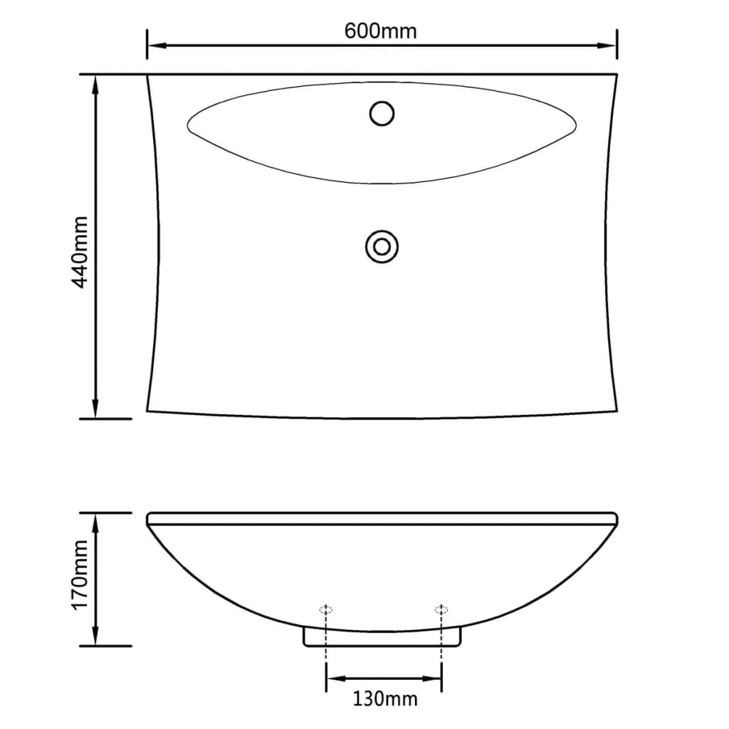 Lavabo da bagno di lusso 60 x 44 cm rettangolare in ceramica con troppopieno ceramica bianca 02_0002488