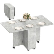Tavolo da pranzo pieghevole con 2 cassetti, ante e armadietto ¨C Zephmum ¨C Legno, grigio cemento, 140x76x74 cm