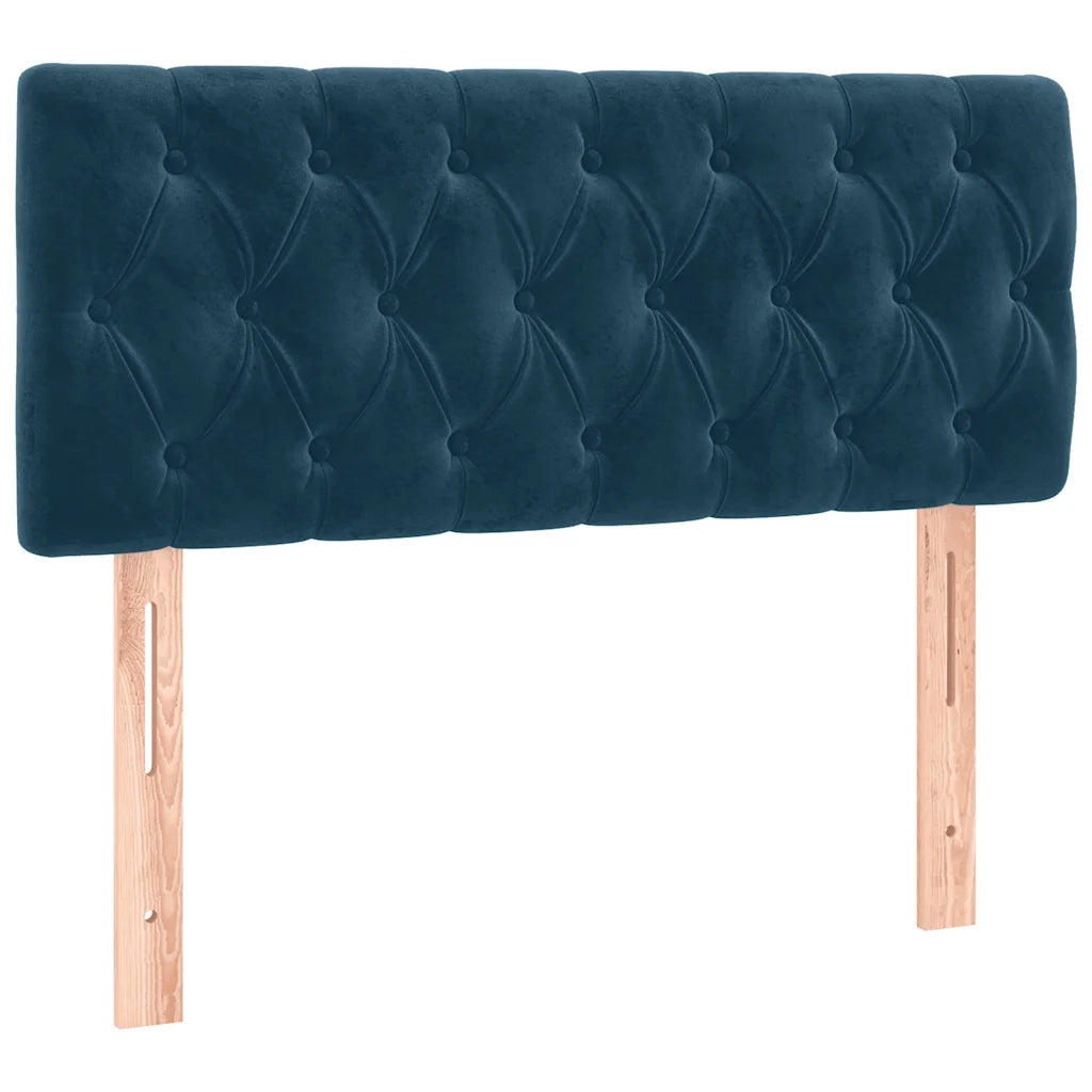 Letto a Molle con Materasso e LED Blu Scuro 90x190cm in Velluto