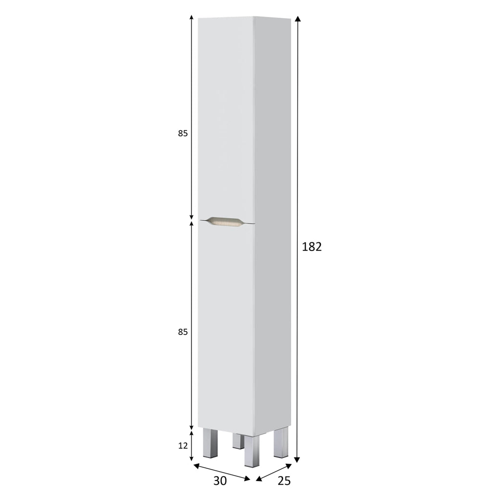 Trogir, Mobile Colonna 3 Ripiani, 30x25x182h cm Bianco Lucido