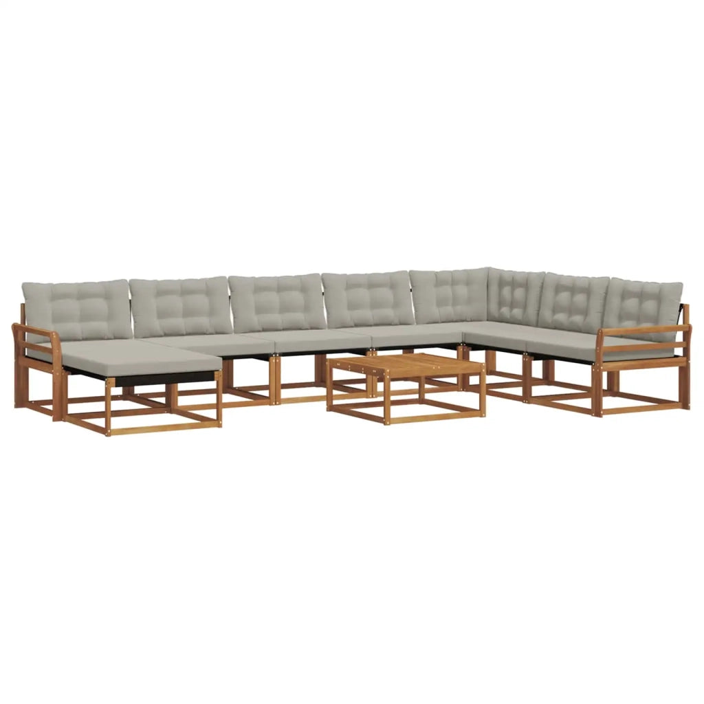 Set di divani da esterno 9 pcs Grigio Naturale e Chiaro 3369770
