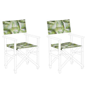 Set di 2 Teli Sostitutivi Motivo foglie Tropicali verde e bianco per Sedie da esterno schienale e sedile con imbracatura