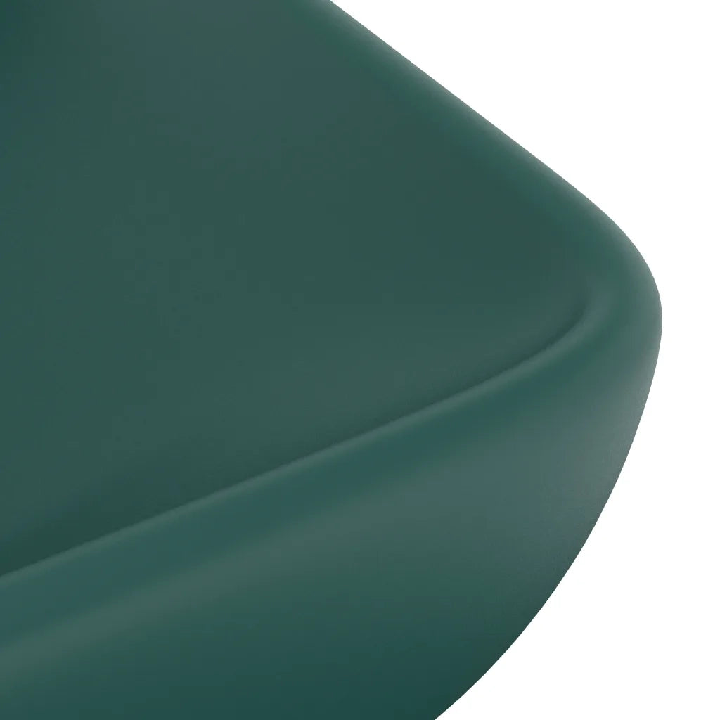 Lavabo-Lavandino-Lavello Lusso Rettangolare Verde Scuro Opaco 71x38 cm Ceramica