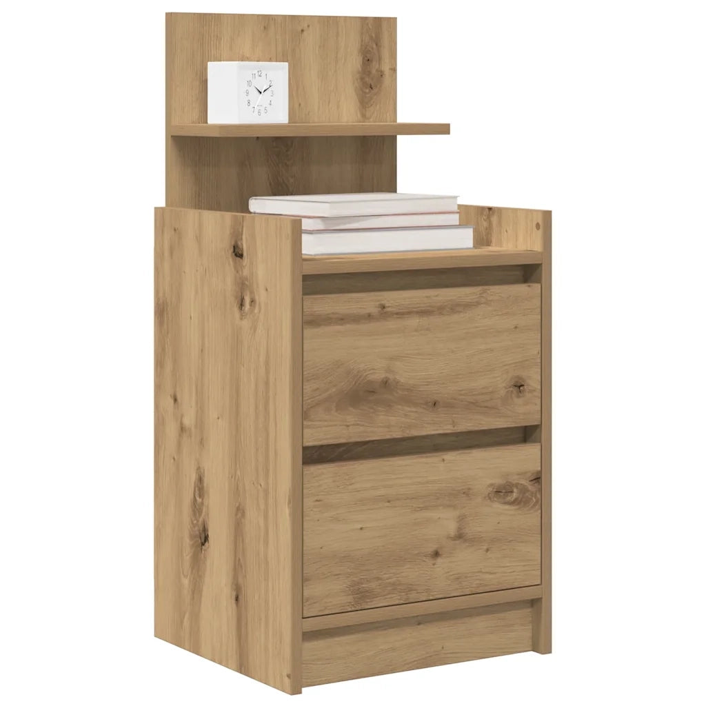 Comodino con 2 Cassetti Rovere Artigianale 38x34x80 cm 861371