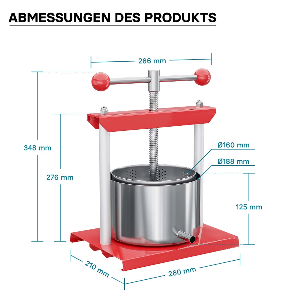 Torchietto per frutta in acciaio inox 3 litri Pressa manuale frutta