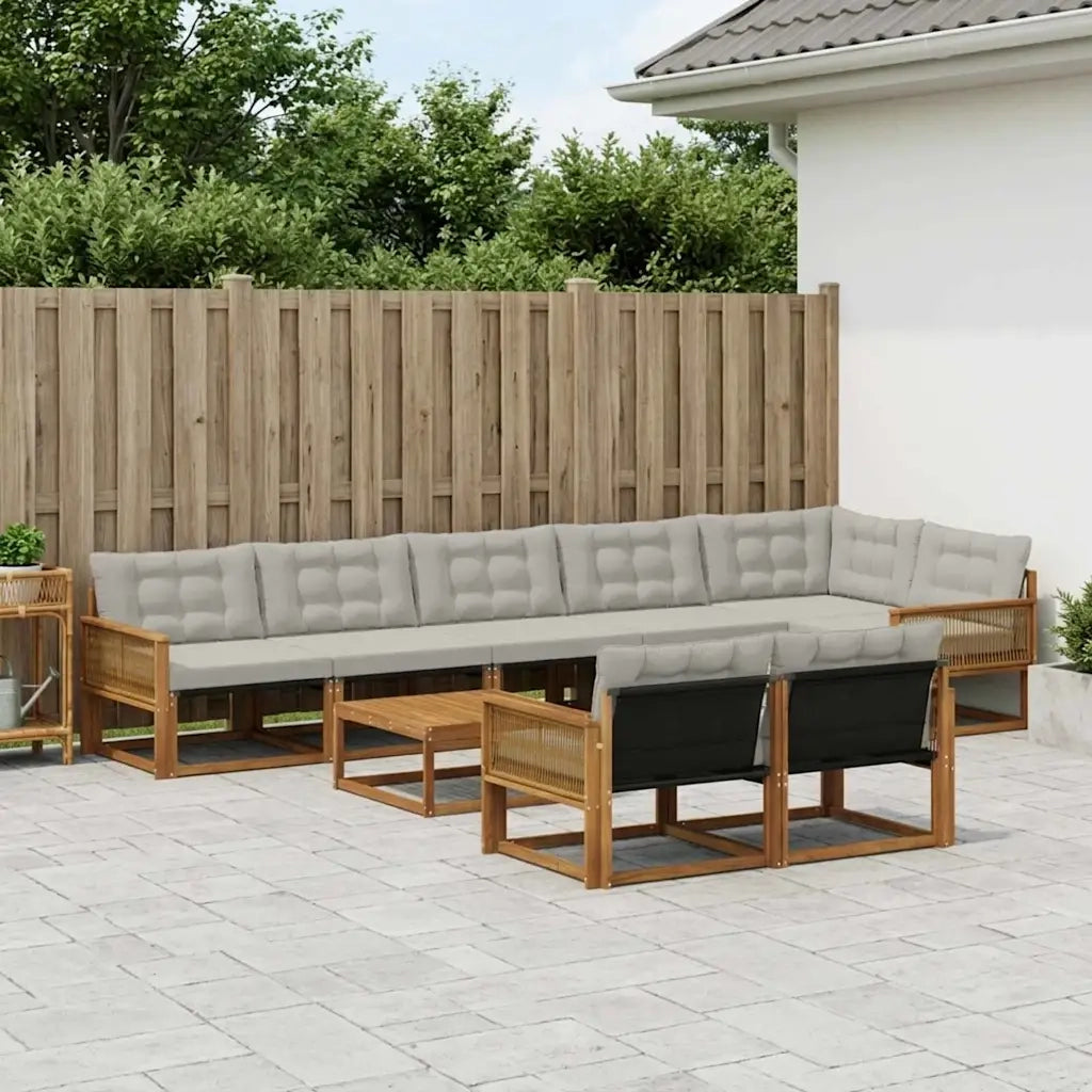 Set di divani da esterno 9 pcs Naturale e Grigio Chiaro 3381523