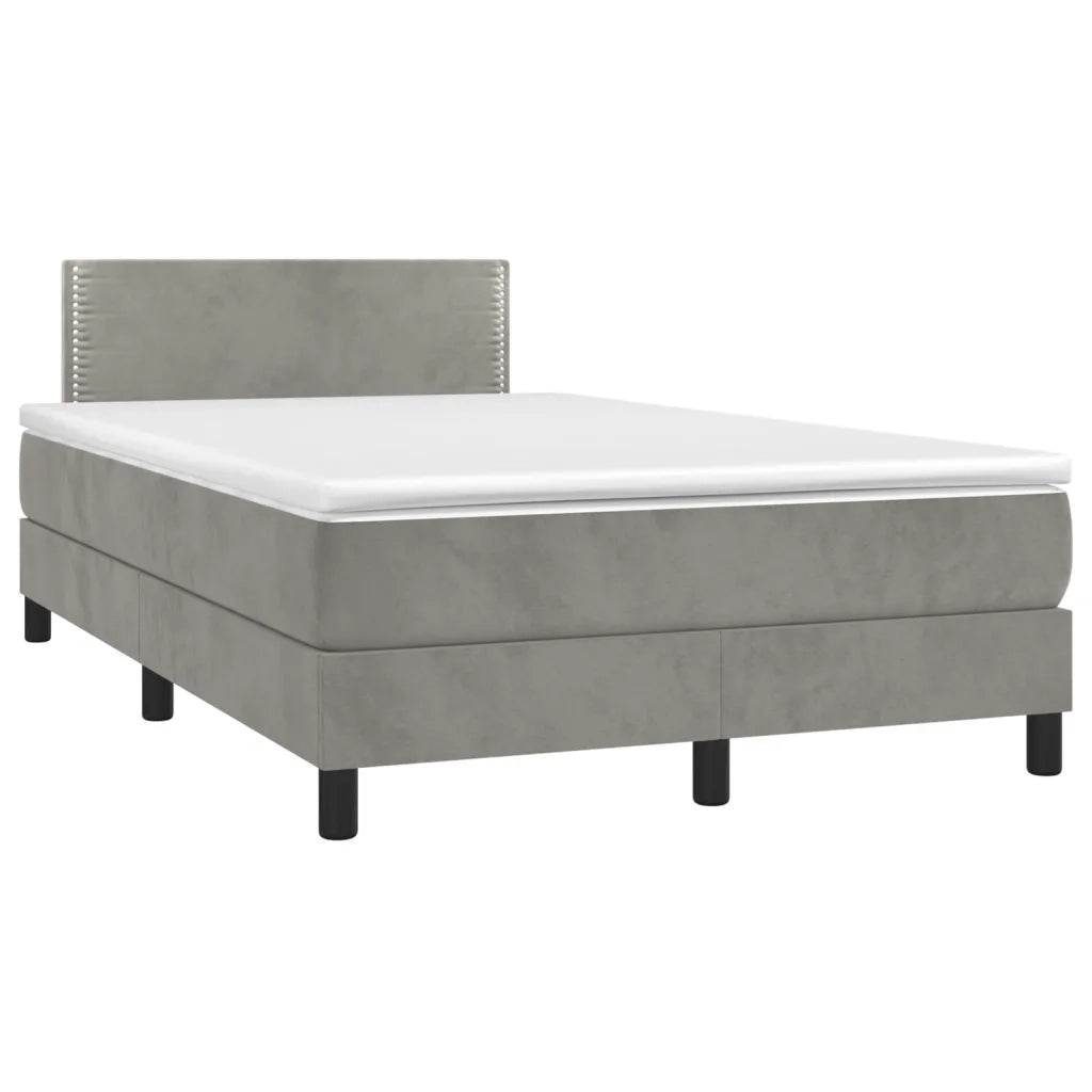 Giroletto a Molle con Materasso Grigio Chiaro 120x190cm Velluto